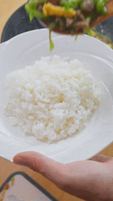 Spoon straight over rice - not the heavy-oil