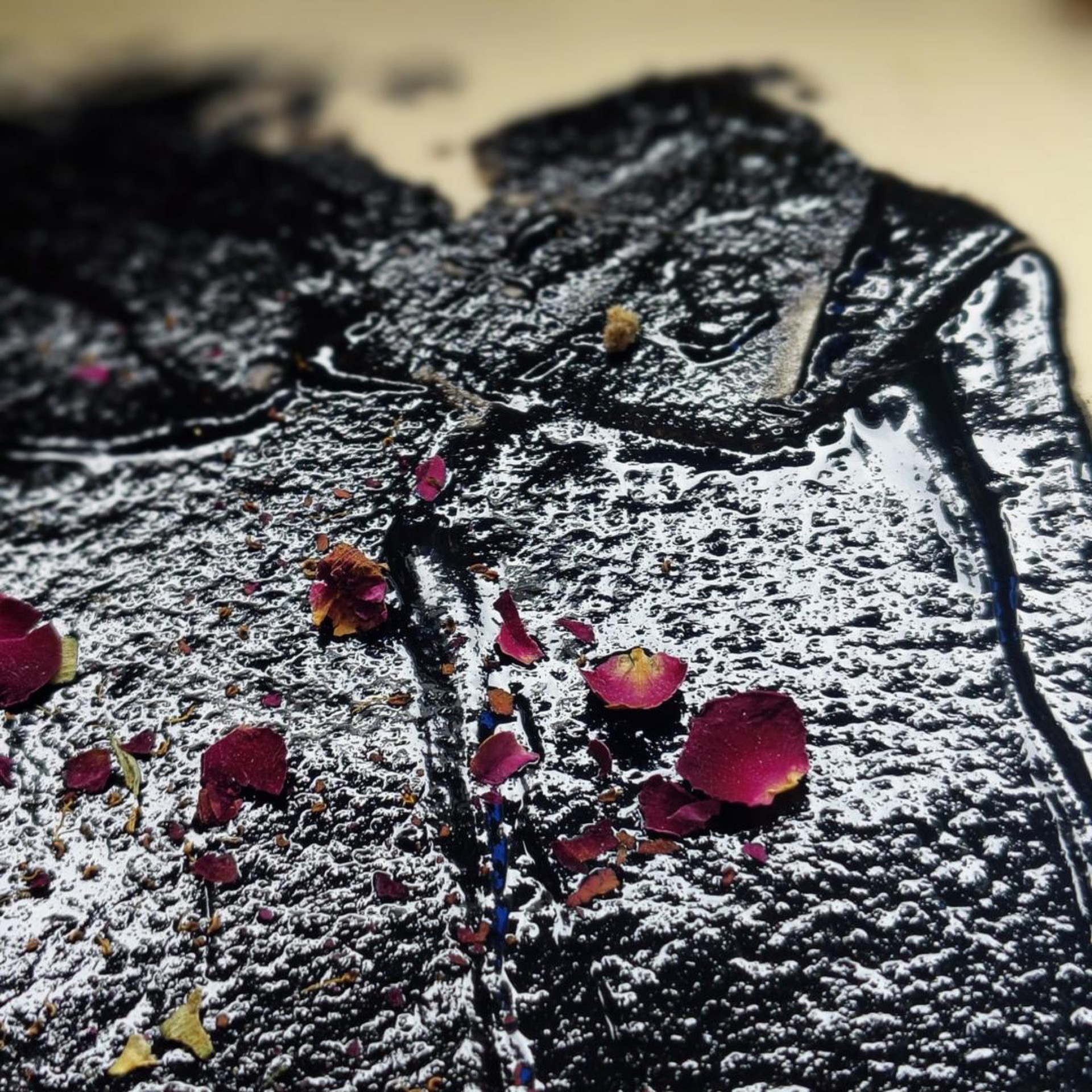 Scatter the dried rose petals evenly over the sesame layer.