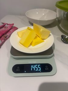 Butter measured out for the mung bean paste