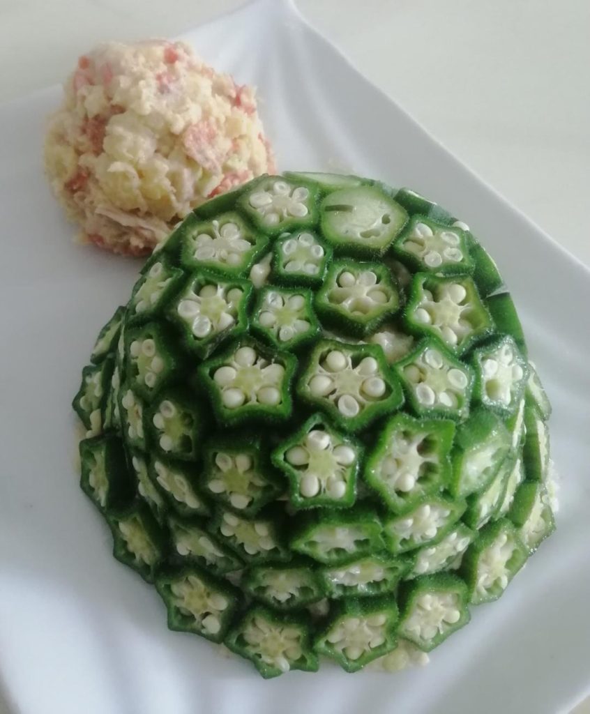 Okra Potato Salad (秋葵土豆沙拉): Creamy Potato Salad in Okra Blossom