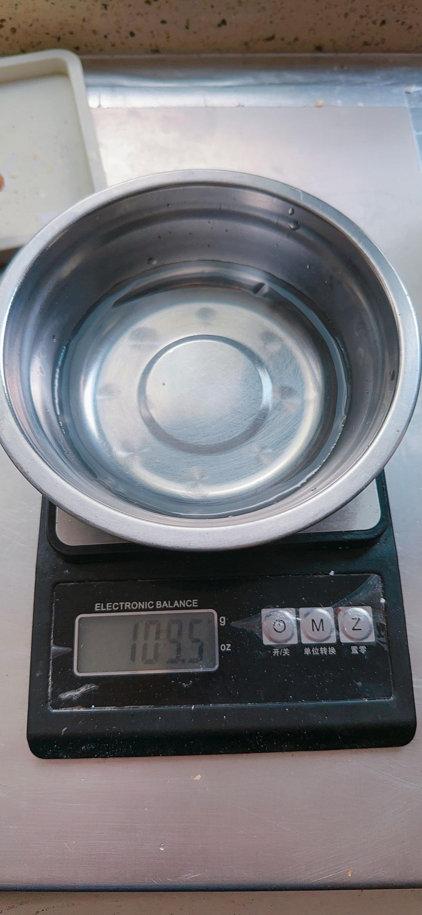 Warm water measured in a cup