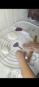 Dough rolled into flat rounds