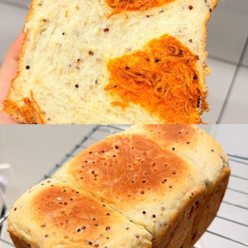 Soft quinoa milk bread toast with a golden crust