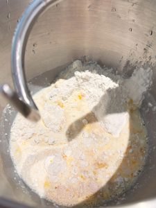 Quinoa cooked and dough mixing in the stand mixer