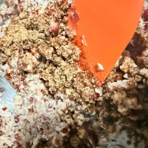 Adding brown sugar to the date and milk mixture
