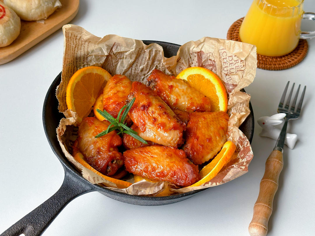 Orange-scented duck wings: line with orange s