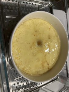 Whisking eggs with sea urchin wine and white pepper