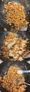 Sticky rice folded into the chicken and vegetable filling