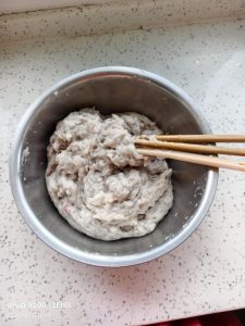 Finished mackerel filling with chives folded through
