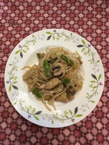 Plate the noodles and serve; this made a satisfying lunch portion.