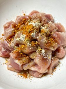 Wash and dry the chicken pieces, add the marinade, and massage until slightly sticky; refrigerate at least 30 minutes, or overnight for deeper flavor.