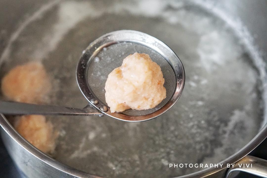 Once the balls float, they are cooked - scoop