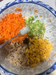 Seasoning the vegetable filling with MSG and salt