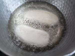Small pan with oil for shallow frying