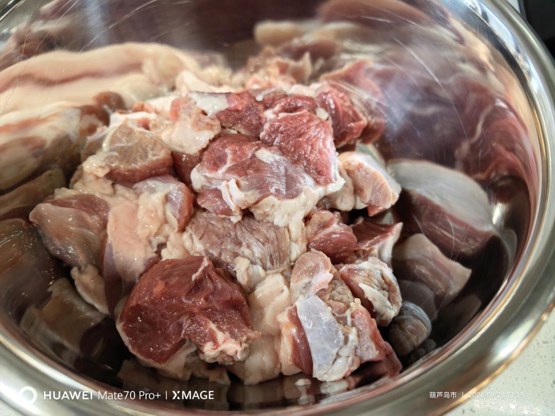 Rinse the lamb and pat it dry, then cut it into bite-sized cubes.