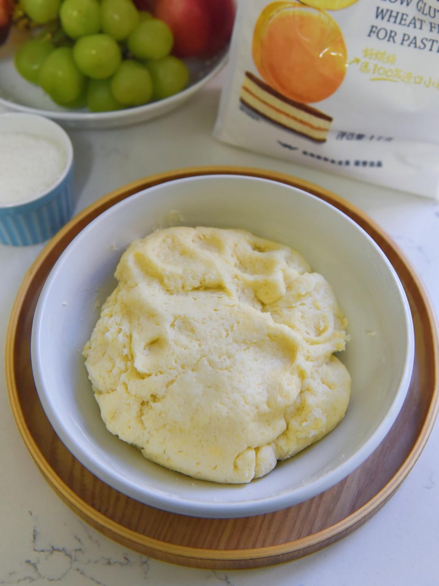 Folding flour into yogurt cookie dough
