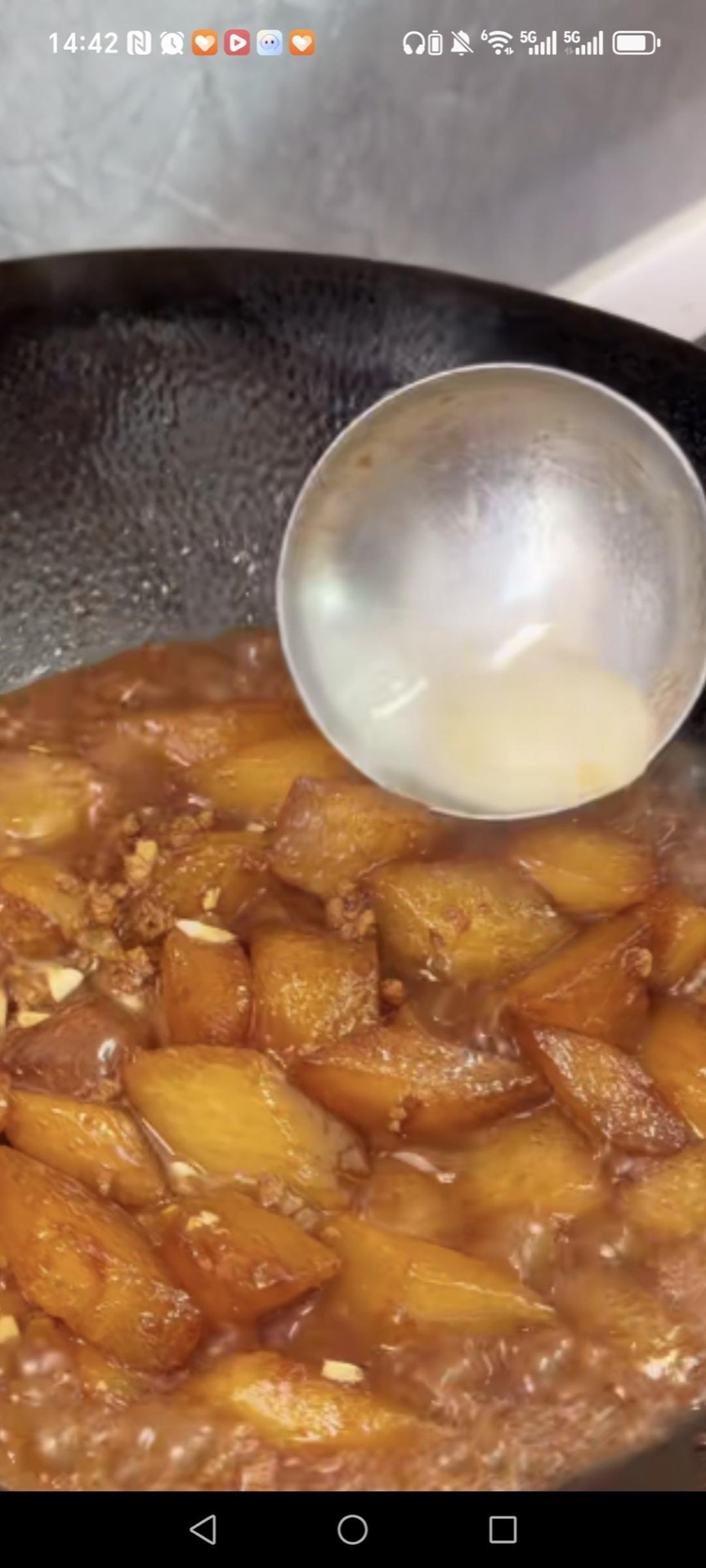 Thicken lightly with a little cornstarch slurry and cook until the sauce is glossy and thick.