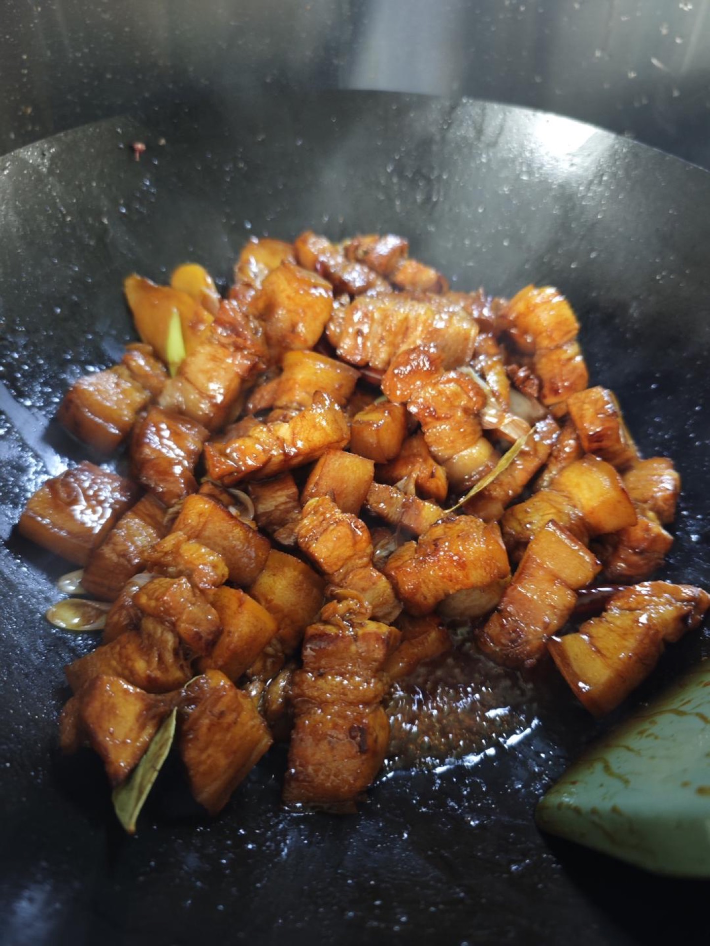 Give everything a good stir so the seasonings coat the pork evenly.
