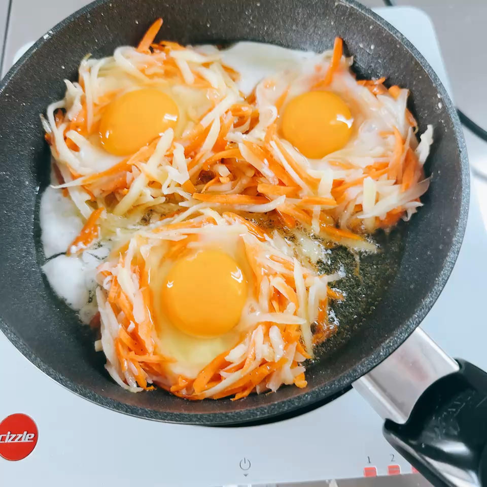 Fry over low heat.