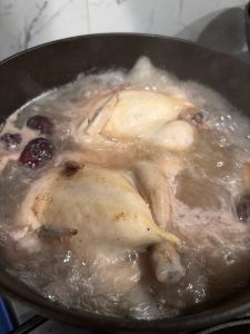 Bring to a boil, then skim off the foam that rises to the surface.