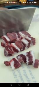 Cut the beef ribs into large chunks.
