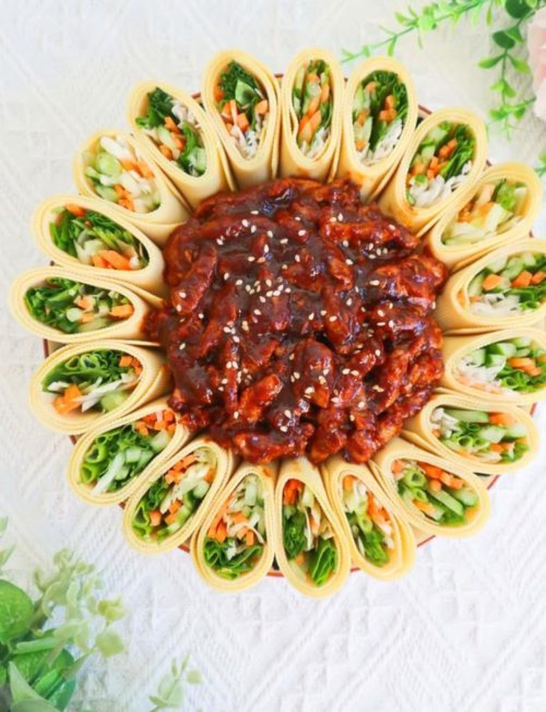 Shredded Pork in Sweet Bean Sauce (京酱肉丝): Savory Pork Wrapped in