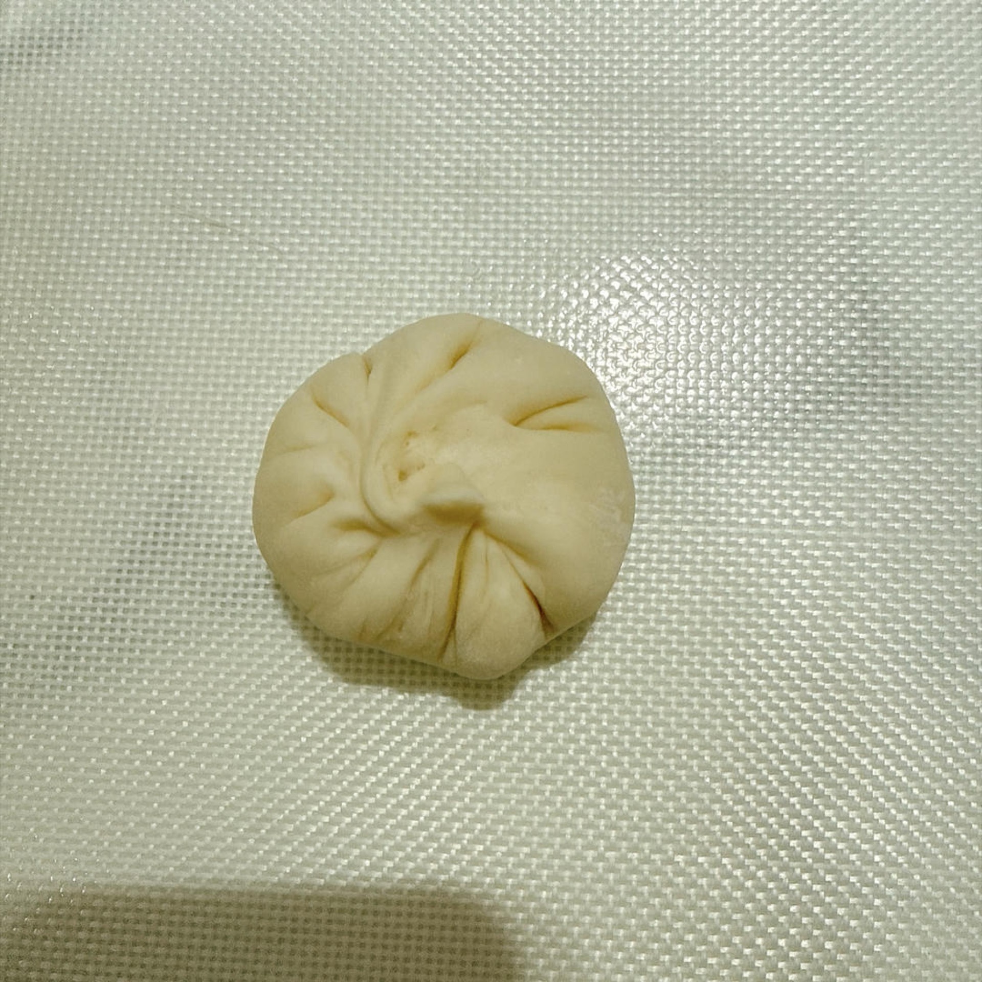 Pleat while turning the bun, and pinch the seam tightly closed.