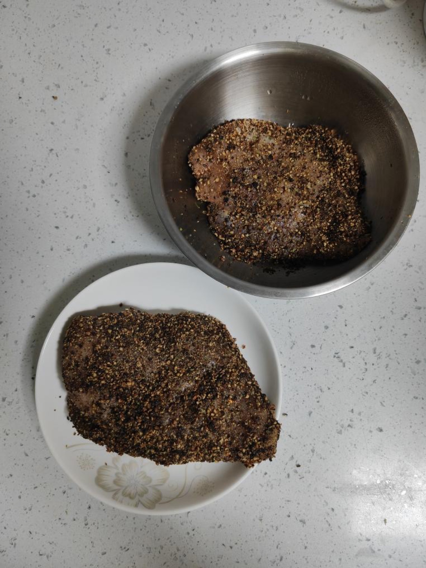 Rub the cracked black pepper and sea salt all over the chicken breasts, then refrigerate them for 24 hours.