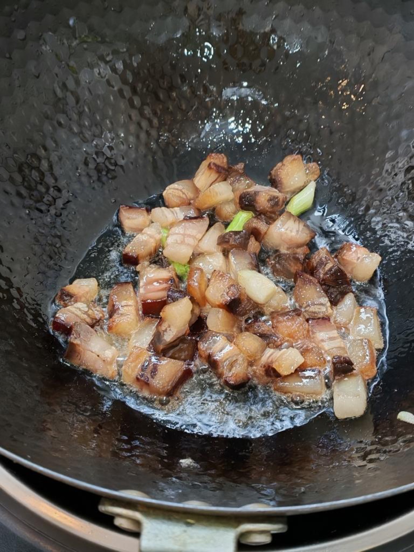 Cut the soy sauce pork into 1-inch cubes and peel the potatoes, cutting them into 1 1/2-inch chunks so they hold their shape.