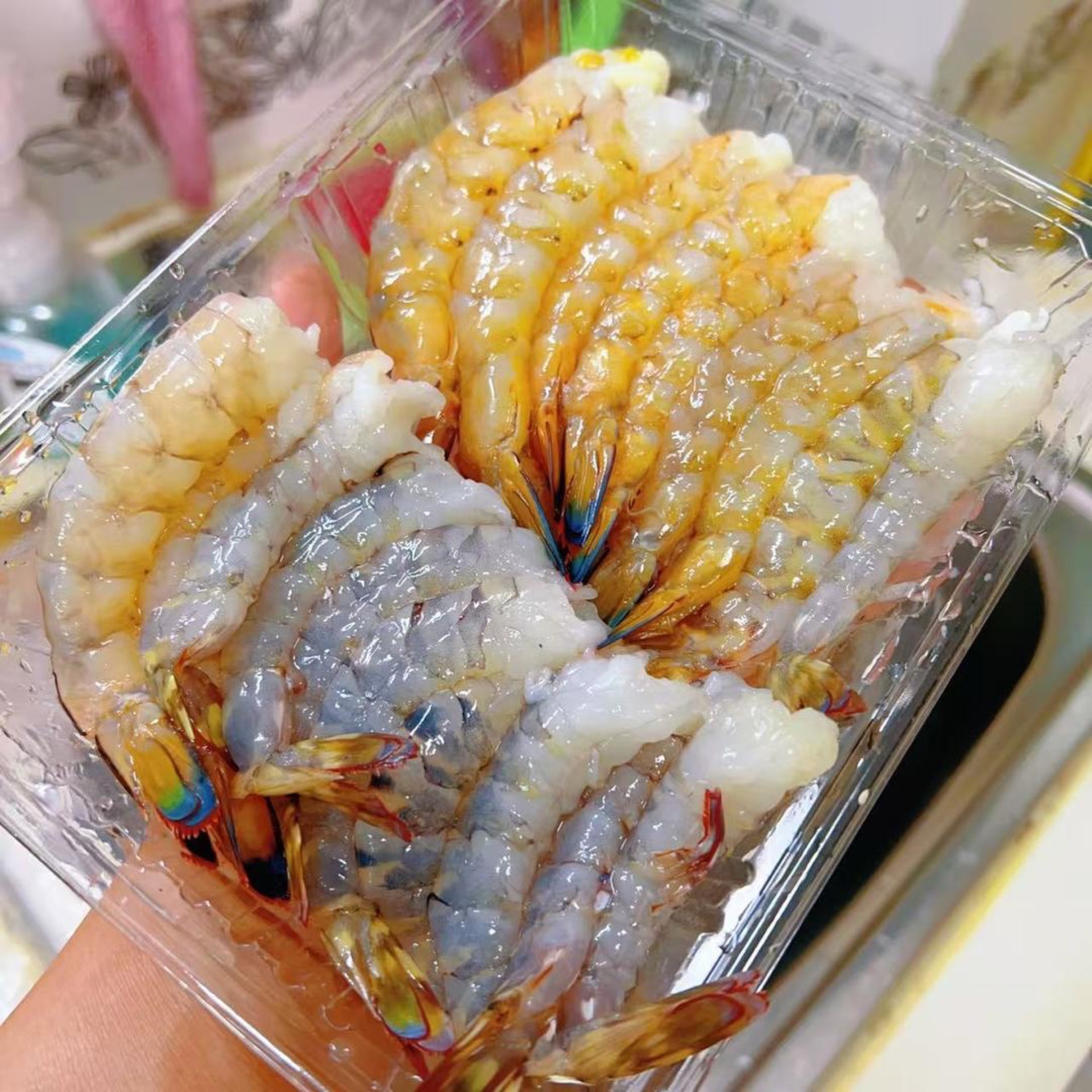 Peel the shrimp shells but leave the tails on for a neat, springy bite.