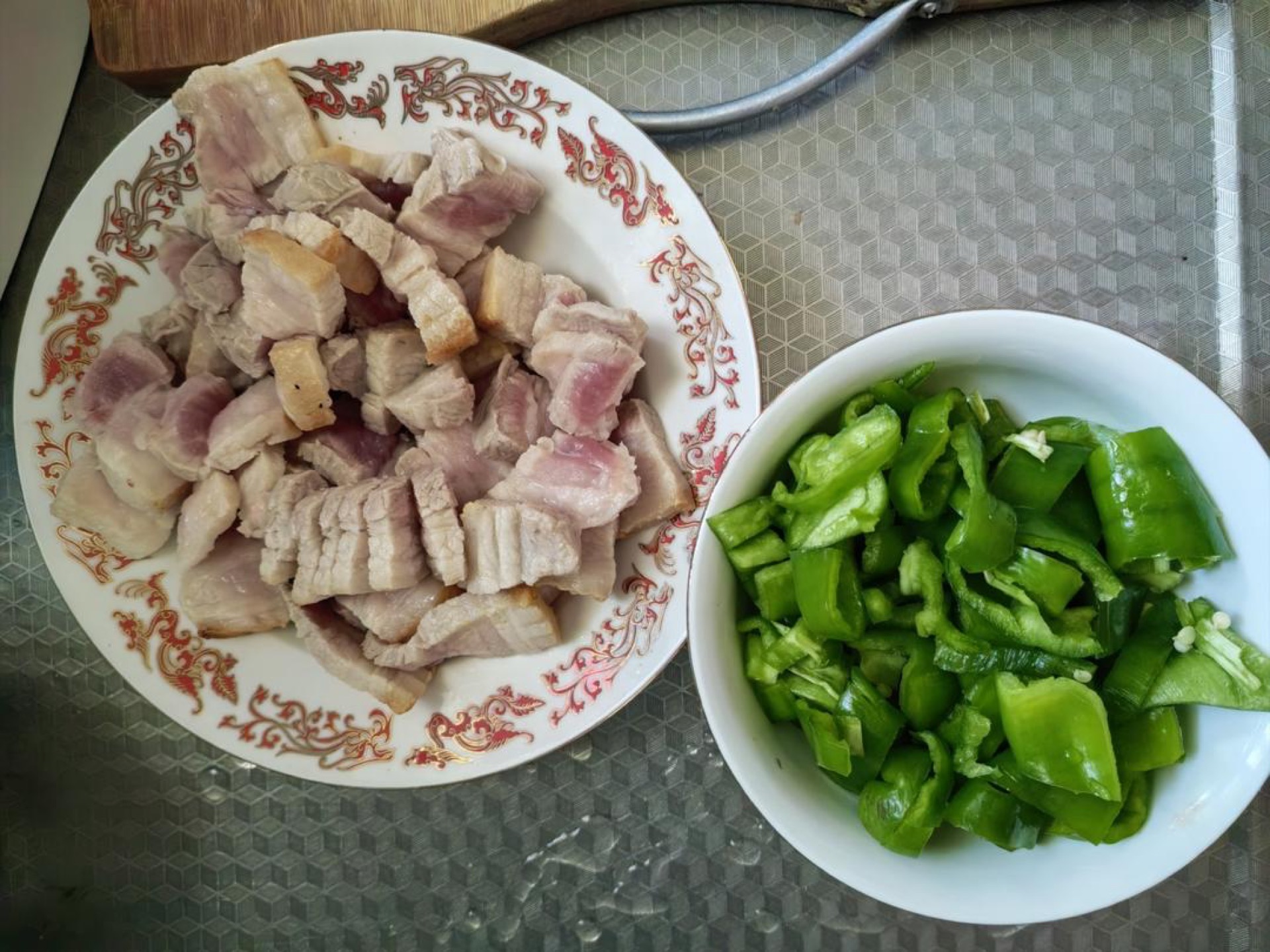 Cut the cooled pork belly into thin, even slices.
