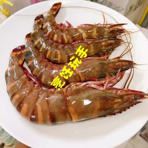 The extra-large flower-spot prawns weigh in at 1.43 jin for just 4 heads.